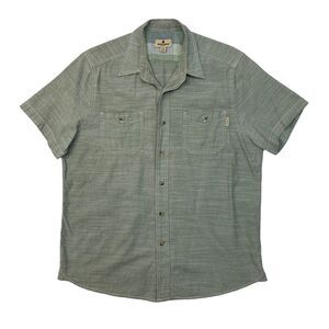 Woolrich Button Down Shirt Mens M Medium Old Green Short Sleeve Cotton Pockets